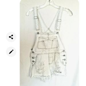 Kiss and cry overall denim shorts